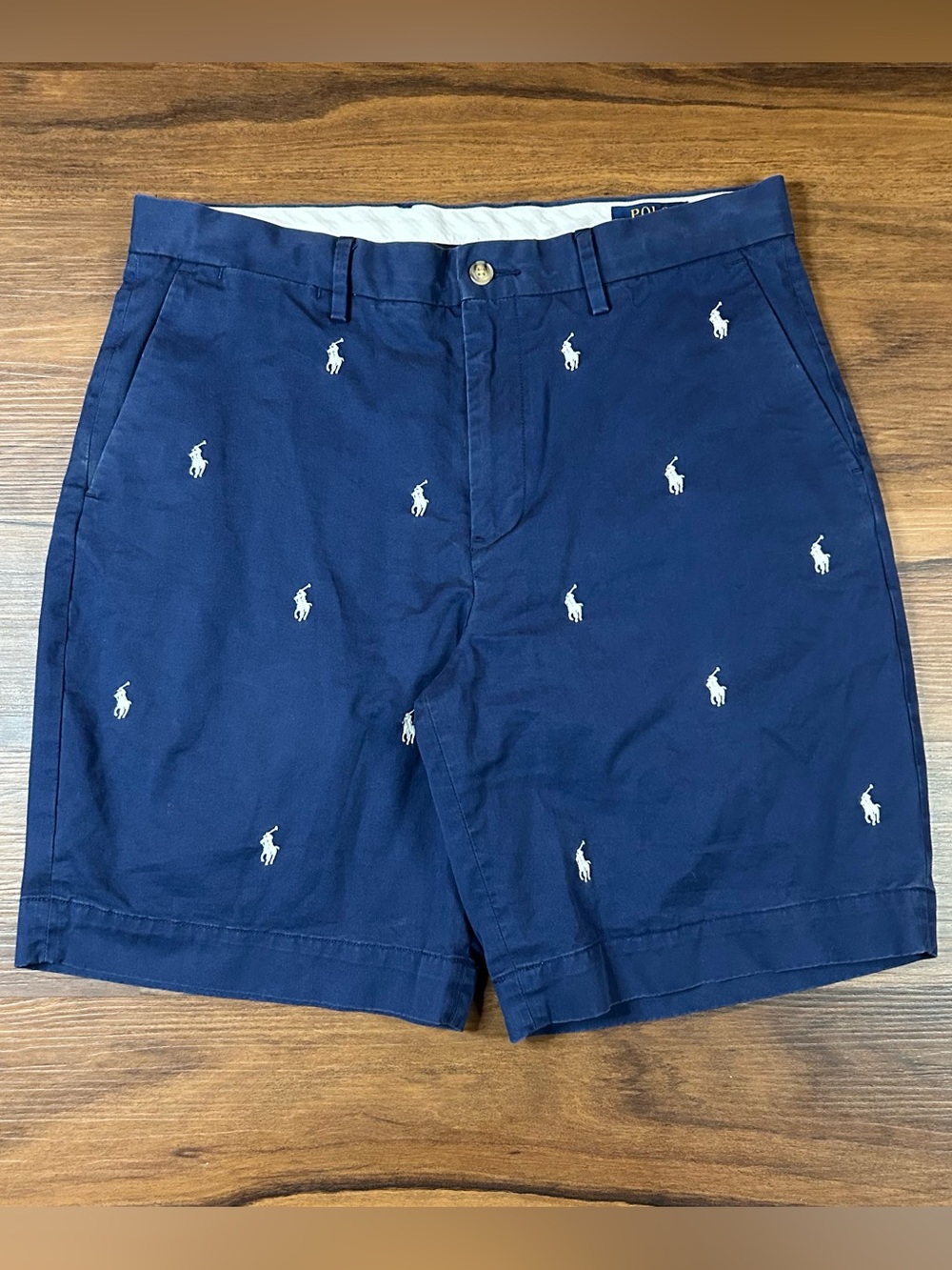 Polo by Ralph Lauren Navy Shorts with White Embroidered AOP Pony Pattern